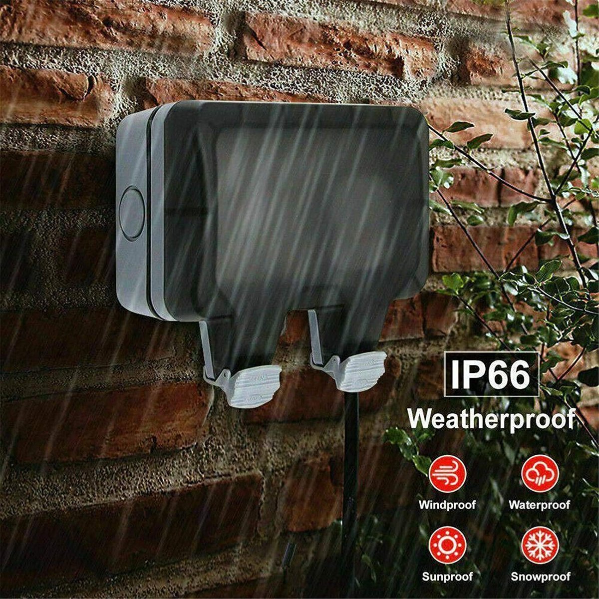 Waterdichte Dubbele USB Buitenstopcontact met Flip Cover voor Tuinen en Garages - IP66 Bescherming