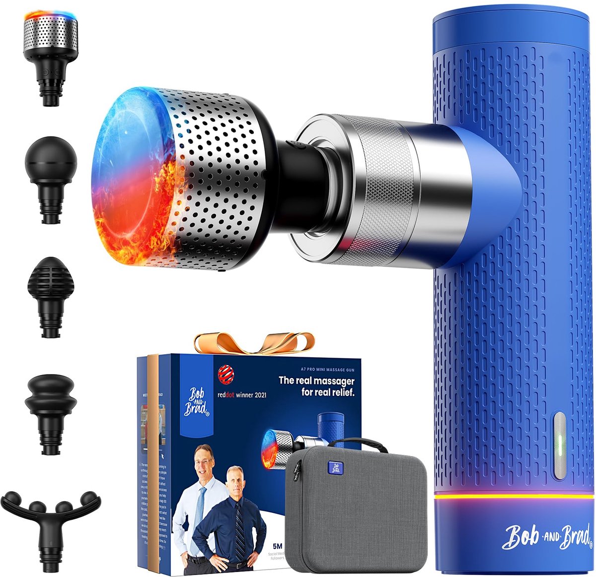 Massage Gun met Warmte- en Koudefunctie – 5 Snelheden – 11 mm Amplitude – 5 Massagekoppen