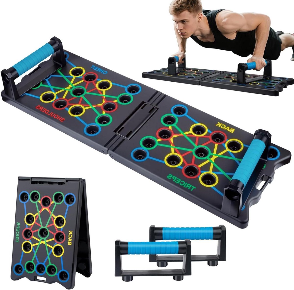 Fitness Board - Oefenbord Spieropbouw - Kracht Training - 24 Combinaties - 34 cm - Zwart