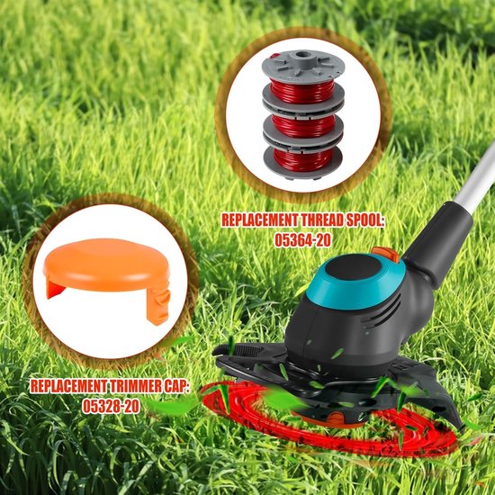 Vervangbare Spoel voor Grastrimmer - Geschikt voor Gardena Turbo Trimmer SmallCut 2401, 0.063" Graszoden Spoel met 5328-20 Deksel (3 Spoelen + 1 Deksel) — afbeelding 2