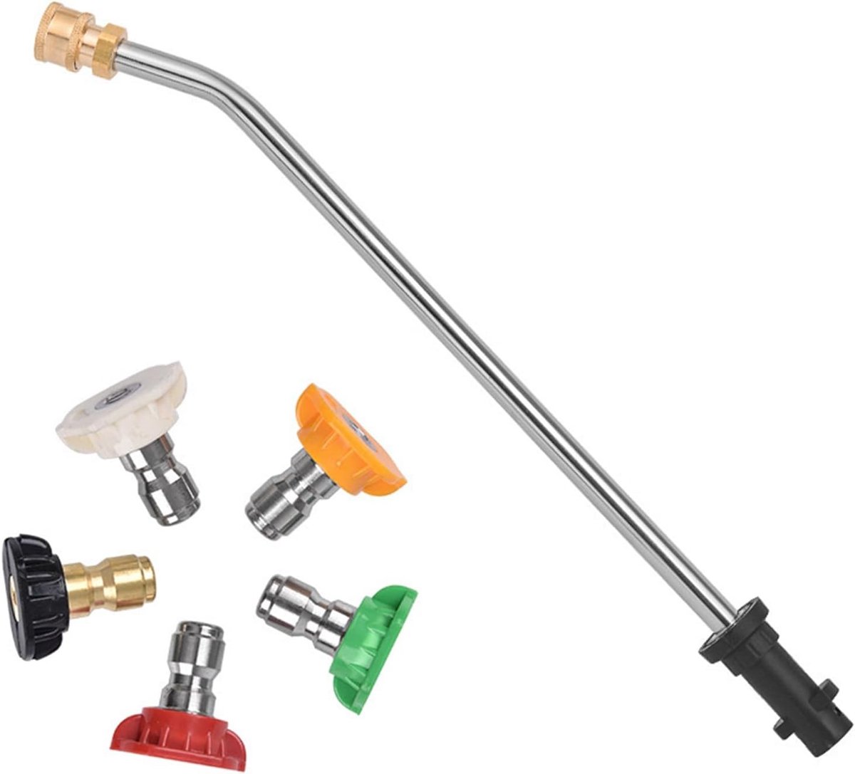 Lance Extensie 17,3 Inch voor Hogedrukreiniger met 5 Spuitmonden en 30° Gebogen Stangen voor Efficiënte Reiniging