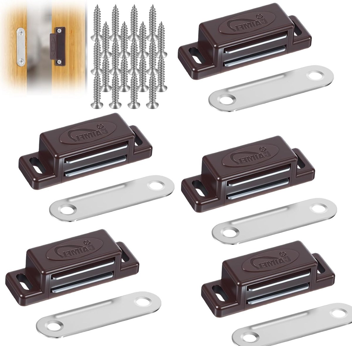 Set van 5 Magnetische Sluitingen met Schroef, Ideaal voor Keuken- en Kastdeuren, Magneet Sluitmechanisme voor Eenvoudige Bevestiging en Veilig Sluiten