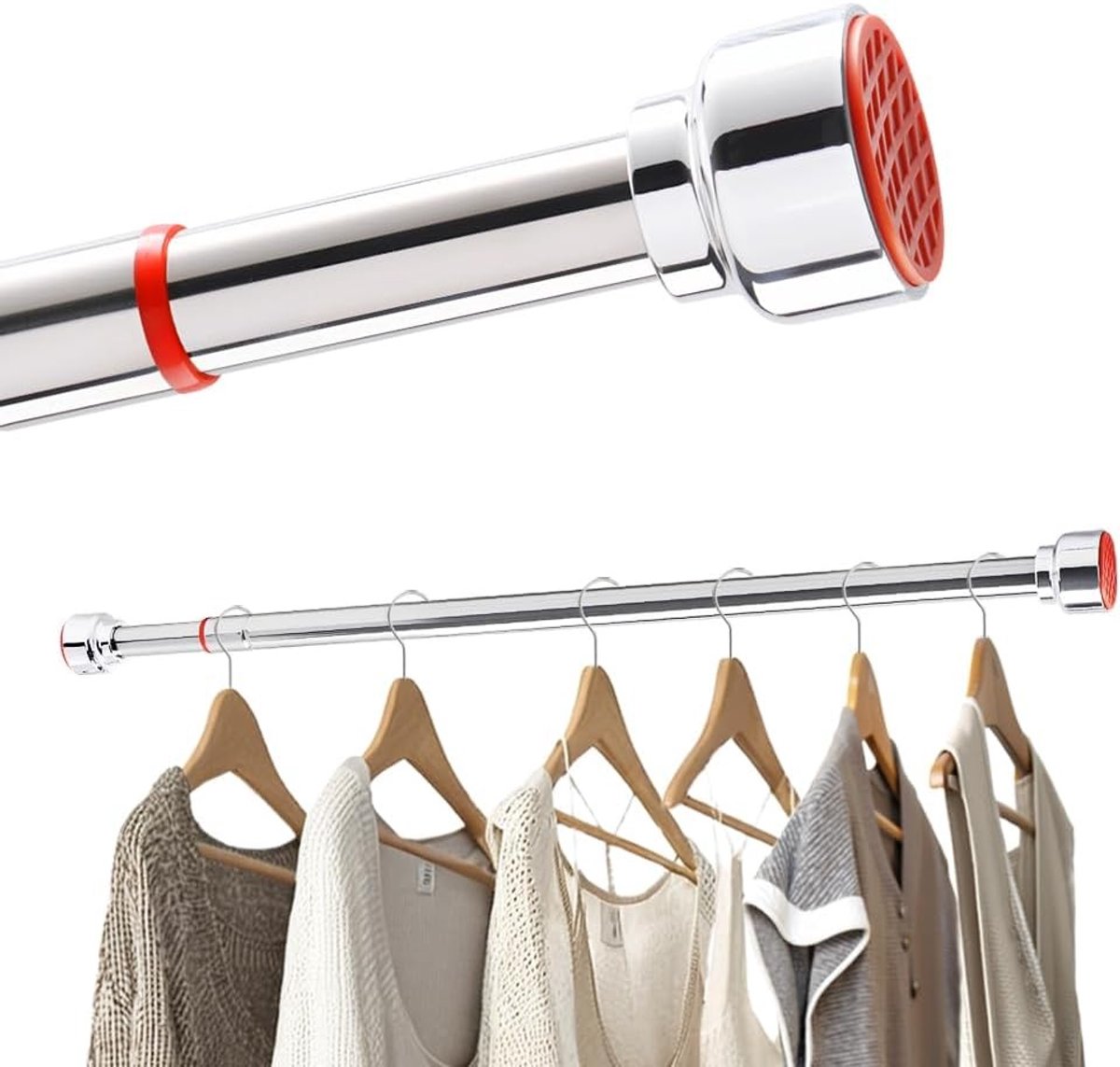 Verstelbare Douchestang voor Badkamer, Keuken en Balkon - RVS Spanningstang zonder Boren, 70-110 cm, Ideaal voor Kleding en Handdoeken