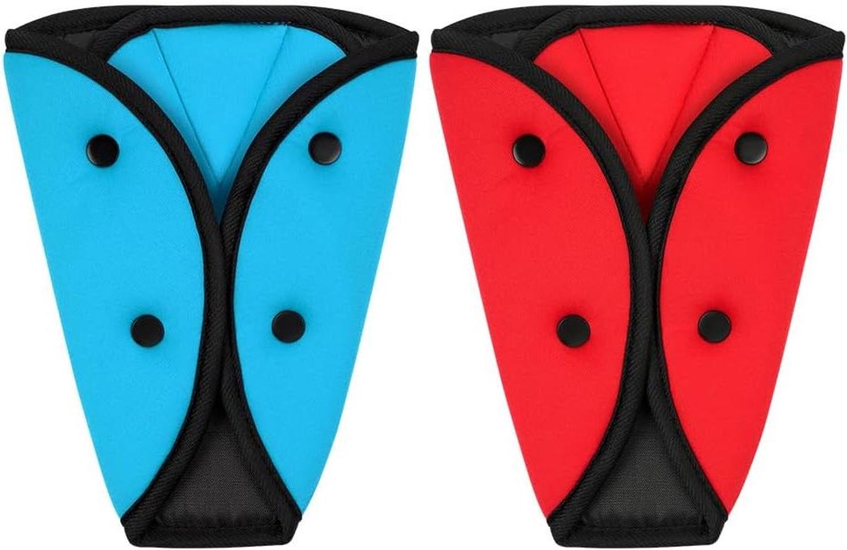 Autogordelbeschermers - Gordelversteller - Comfortabele Ritten - Stabiele Driehoek - 2 stuks - Rood Blauw