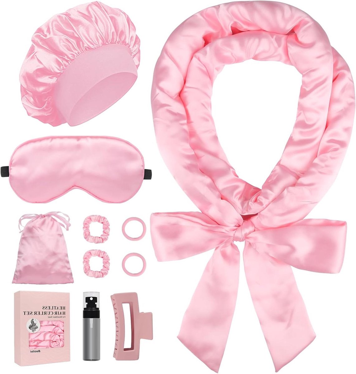 Satijnen Krulband - Hittevrije Krullen - Haar Stijlen - Zacht Satijn Materiaal - 178 cm - Roze