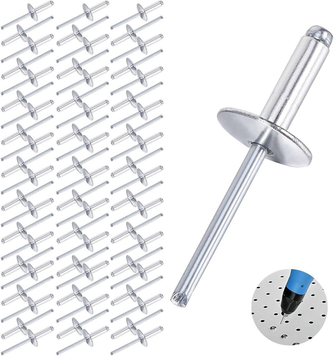 60-delige set aluminium blinde klinknagels 4.8 x 20 x 16 mm - sterke popklinknagels voor metaal, hout en kunststof