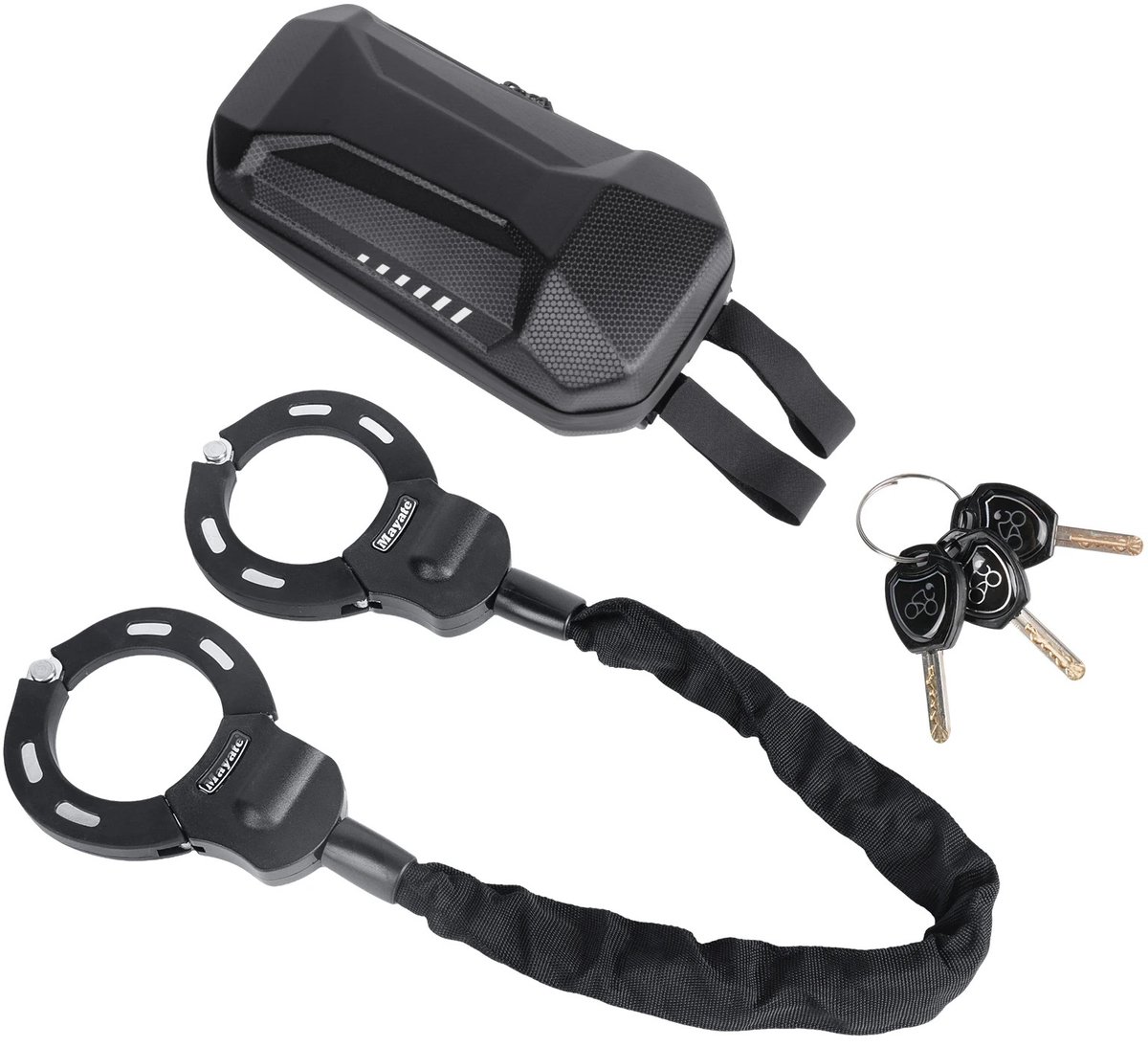 Stervia Kettingslot - Slot 90 cm Lang - Anti Diefstal - Incl Stuurtas - Gehard Staal Voorkomt Zagen/Knippen/Breken - 3 Reservesleutels - Fietsen/Motoren/Scooters/Ebikes - Zwart - 90 cm