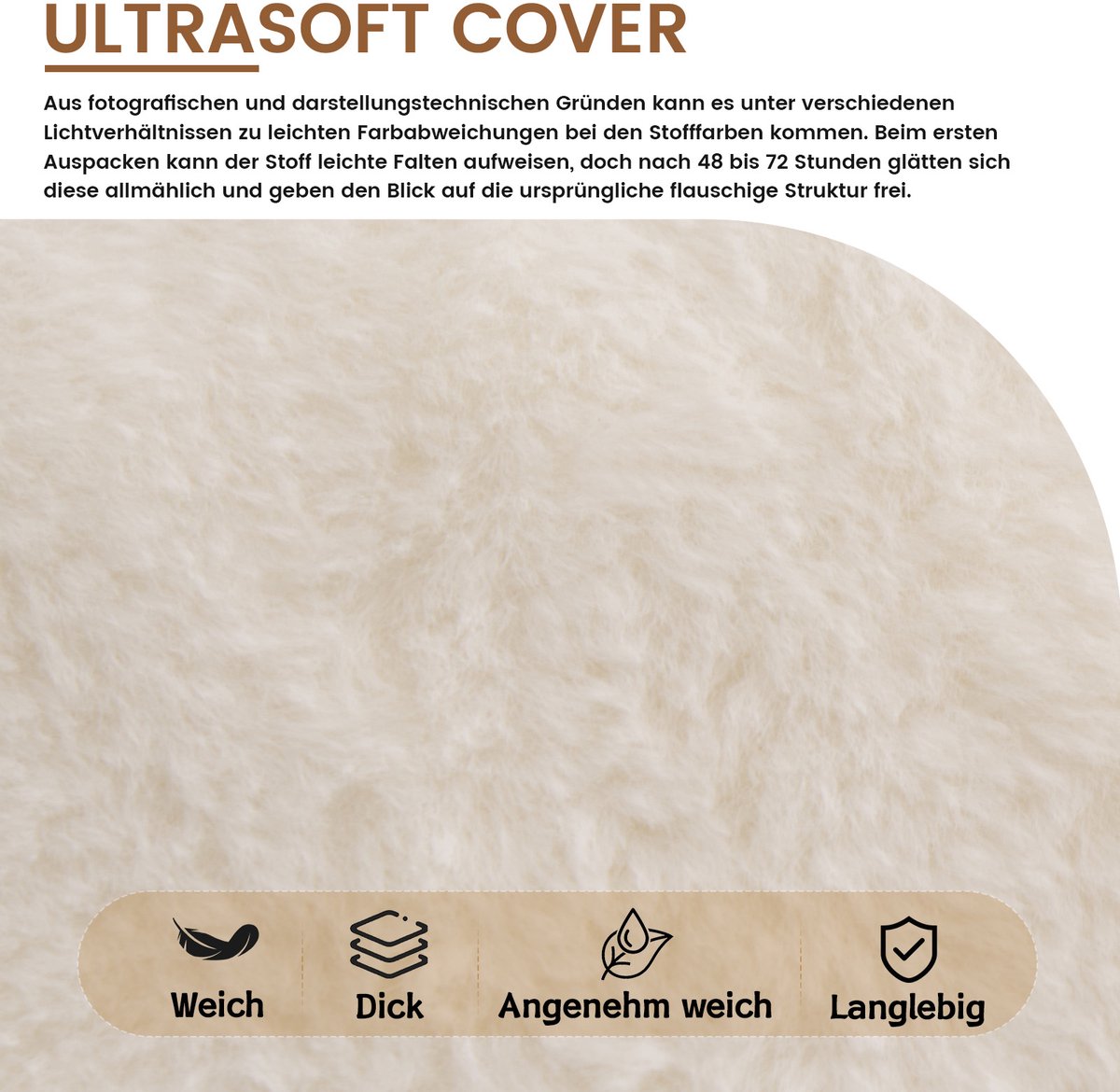 HAUSS SPOLE Zitzakstoel - Loungefauteuil Met Rugleuning - Zacht Kunstbont Gevoel - Voor Woonkamer En Slaapkamer - Polyester Wit