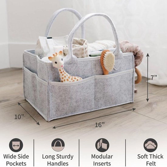 Luierbox - luiertas - Luiermand - Opbergdoos - Opbergorganizer - grijs van Little Dutch — afbeelding 2