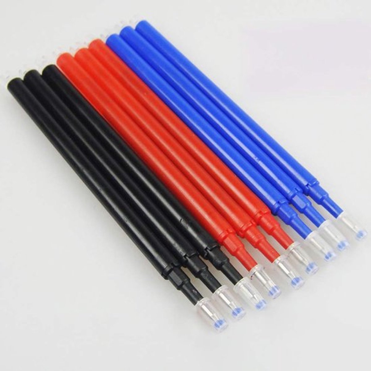 Balpenvulling, uitwisbaar, rollerpen, glad, 0,7 mm, zwart/rood/blauw 3 stuks Blauw