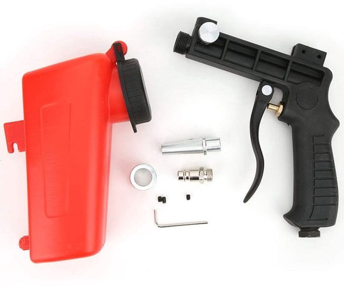 Draagbare Draagbare Zandstraalpistoolset, Duurzaam Pneumatisch Zandstraalpistool met Aansluitmondstuk, Sproeipolijstgereedschap Zandstraalgereedschap voor Het Reinigen van Roest, Vuil, Verf