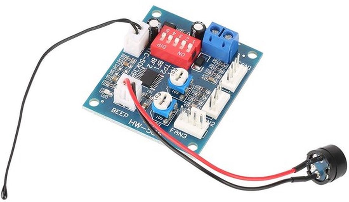 Speed PC ventilatorregelaar met 230 Volt voeding, 12V thermostaat en 4-pins DC aansluiting voor nauwkeurige temperatuurregeling van computerventilatoren