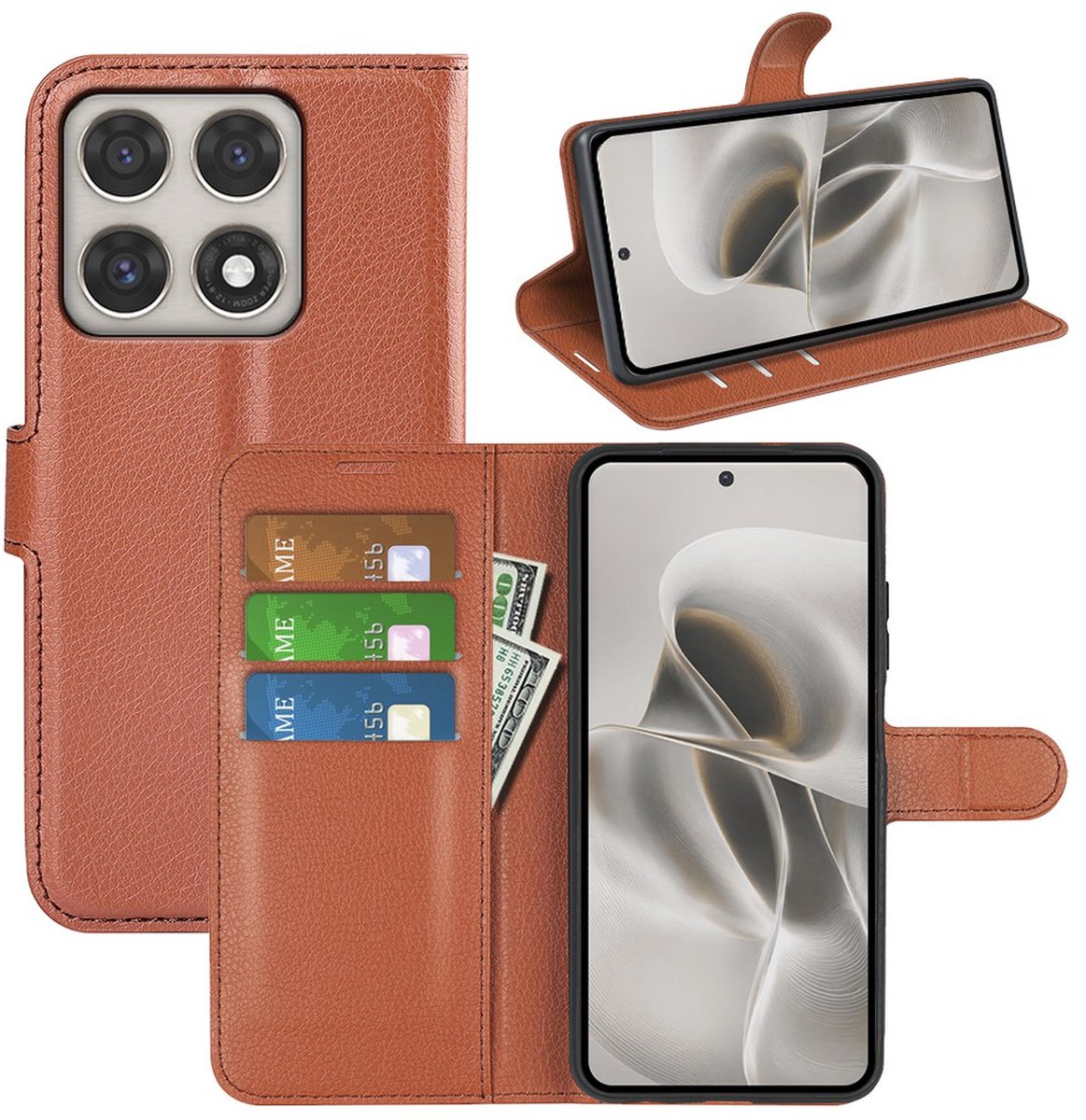 MobyDefend Hoesje - Geschikt voor Motorola Edge 70 Pro - Kunstleren Wallet Book Case (Sluiting Voorkant) - Bruin