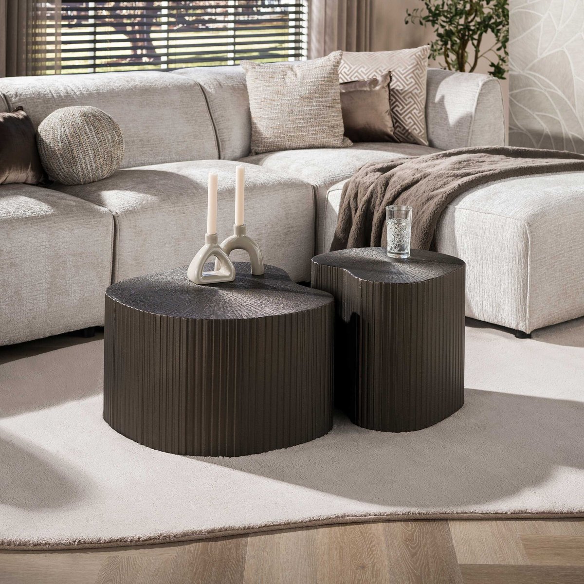 PS-Collection Salontafel Set van 2 Brons Organisch - Maya Ray - salontafels rond, salontafels, salontafel zwart, salon tafel, salontafel rond, salontafel industrieel, salontafel vierkant, salontafel marmer