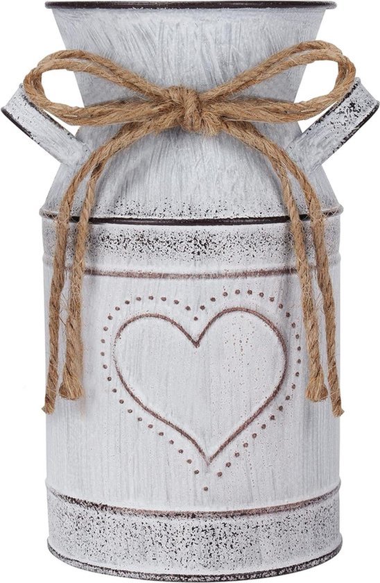 Decoratieve Bloemen Vaas - Vintage Look - 10,3 x 19 cm - Witte Keramiek - Prachtige Woonaccessoire - Geschikt voor Binnen en Buiten - Wit coördineert met andere Meubelen - Mooie Boeketvaas - Moderne Sfeerverlichting met Planten.