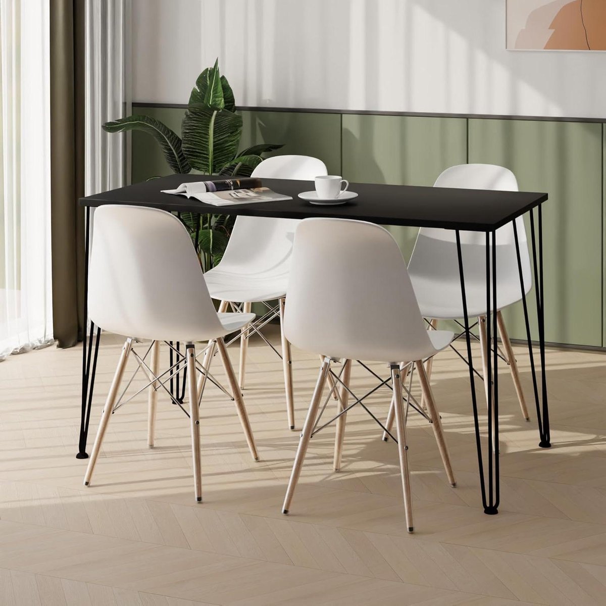 Eettafel Keukentafel - Tafelblad met poten - Eten en werken - Krasbestendig blad - 60x40 cm - Zwart