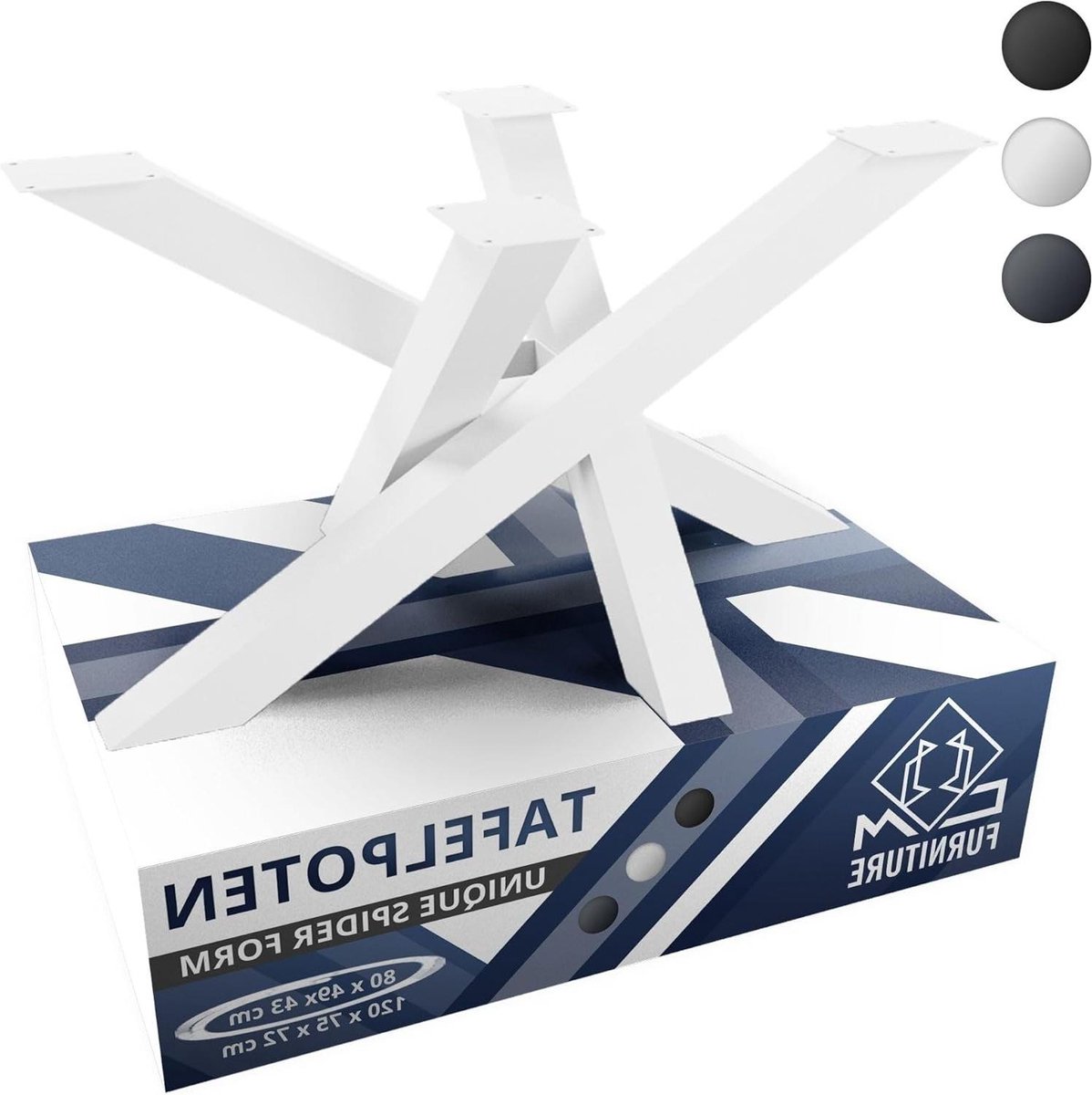 Tafelframe Spider - Tafelonderstel Tafelpoten - Meubels Maken - Uniek Spin Design - H43 x B49 x L80 cm - Wit