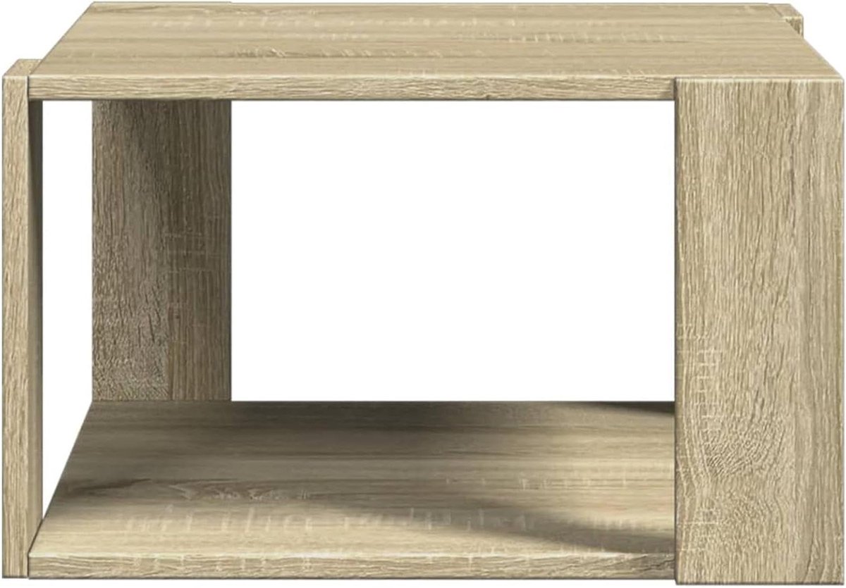 Salontafel met Opbergruimte - Bijzettafel Banktafel - Woonkamer Inrichten - Duurzaam Hout - 51.5x51.5x30cm - Sonoma Eiken