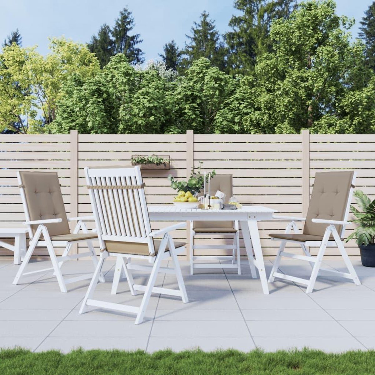 Tuinstoelkussens Hoge Rug - Zitkussens Tuinstoel - Buiten Zitten - Weerbestendig Polyester - 120 x 50 cm - Taupe