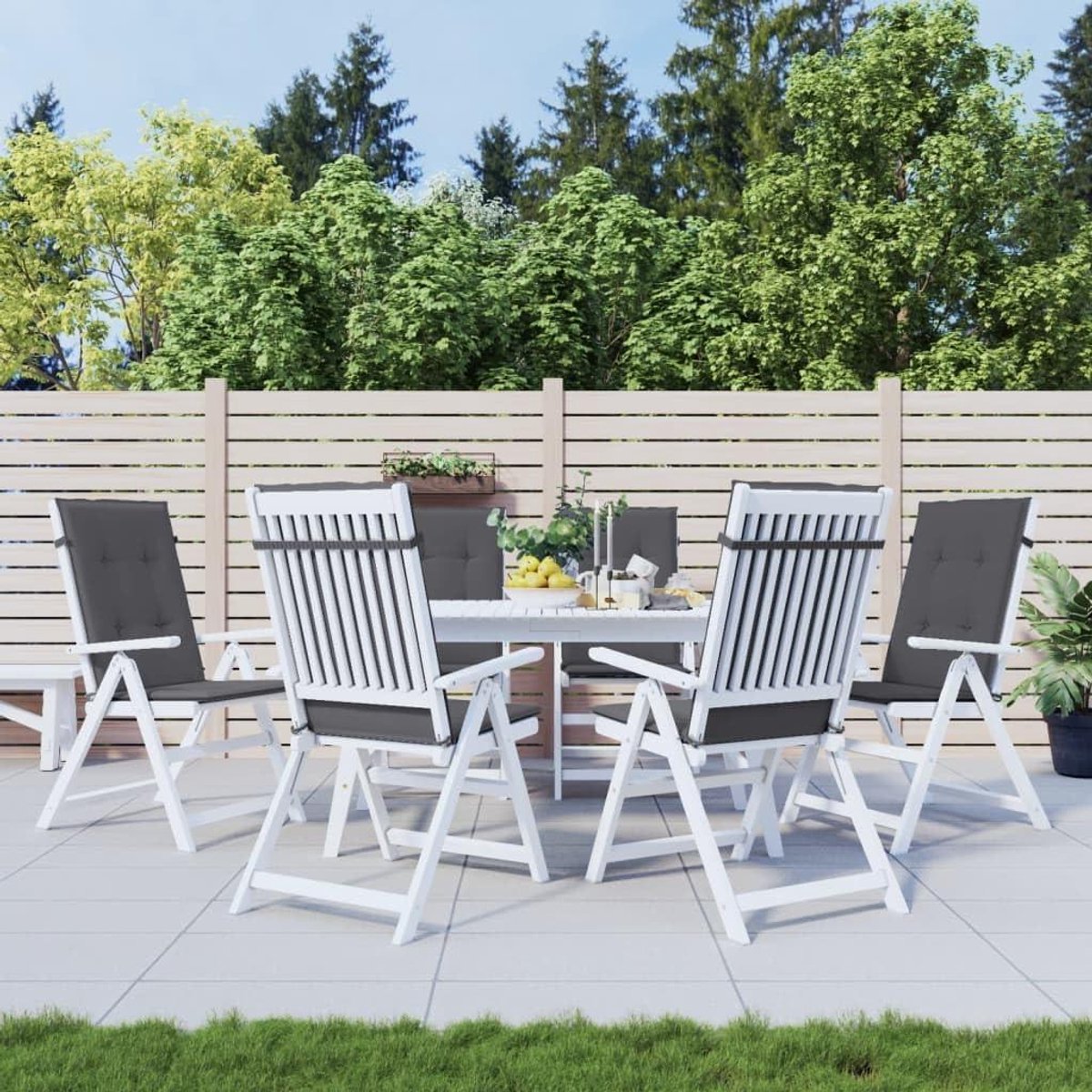 Tuinstoelkussens Hoge Rugleuning - Zitkussens Buiten - Comfortabel Zitten - Waterafstotend Polyester - 120 x 50 cm - Antraciet