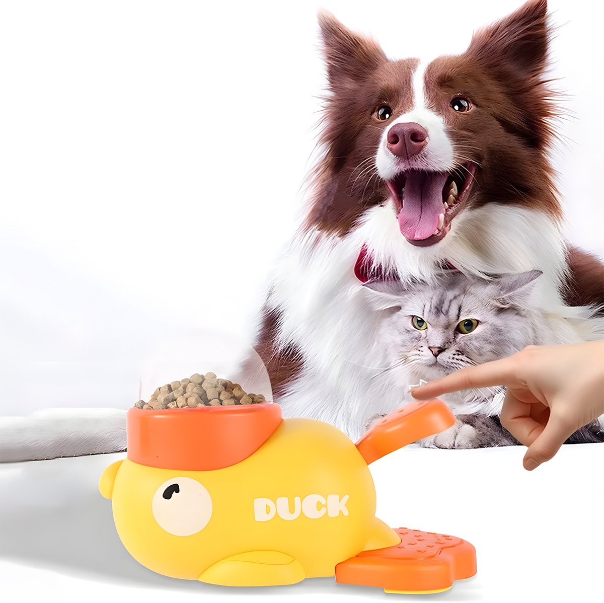Gele Eend Automatische Voerbak Voor Huisdieren Interactief Voerspeelgoed Voor Katten En Honden Slow Feeder Snoepjesdispenser Huisdieren Speelgoed ABS thumbnail 6