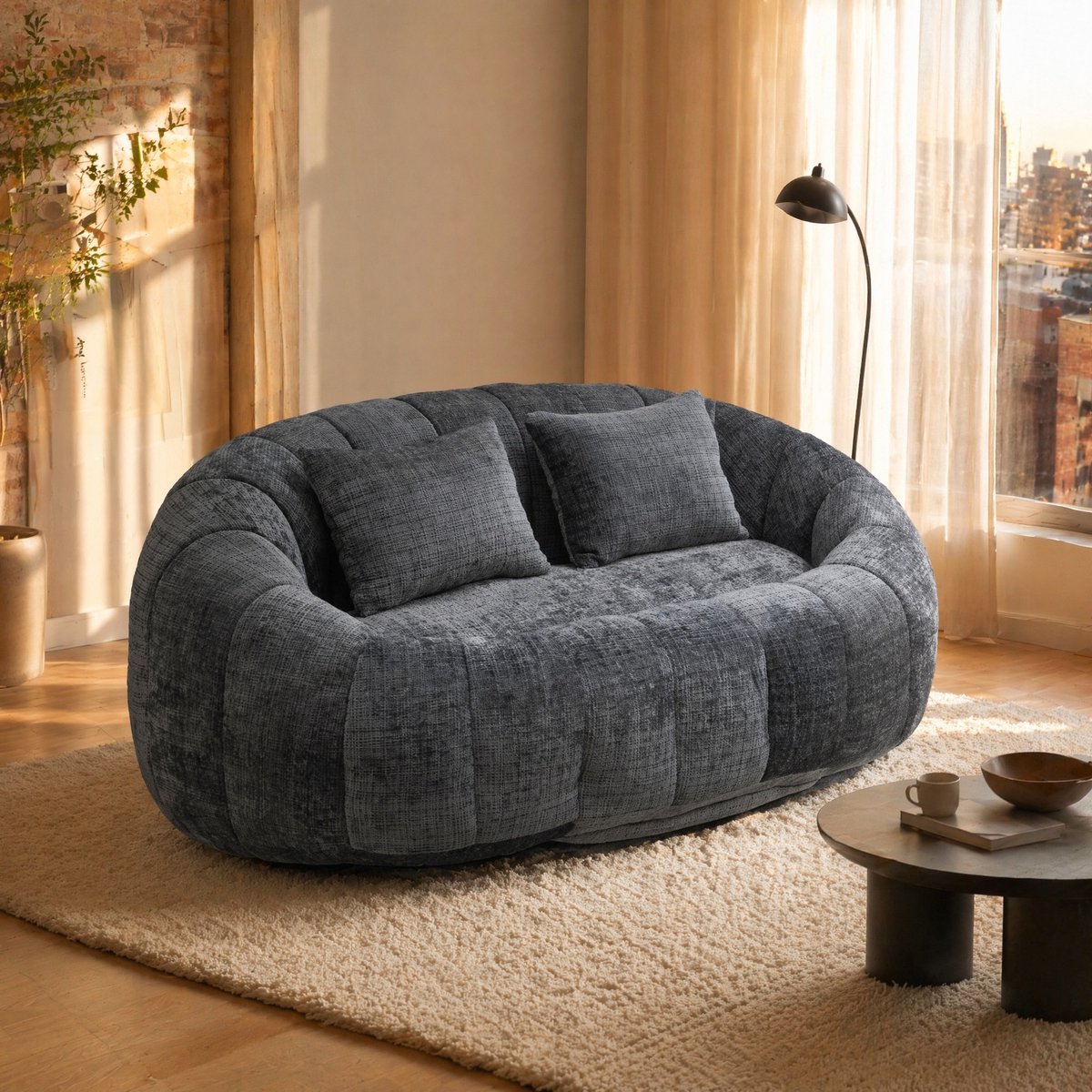 DESMIU Zitzak 150 x 95 x 63 Cm - Hoge Rugleuning En Armleuningen - Loungestoel Voor Woonka