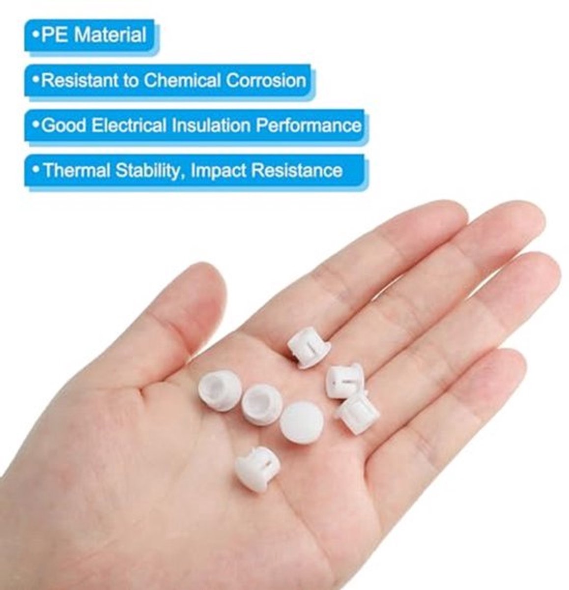 8mm Plastic Gaatjesdoppen - 60 Stuks - Afgeschuinde Type - Witte Kleur