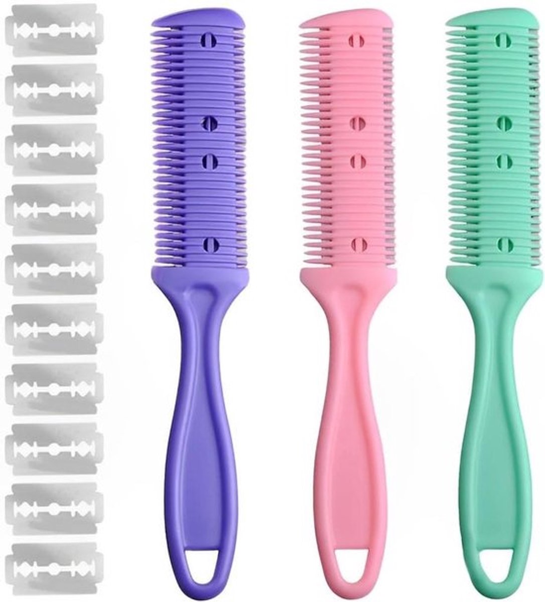 Haarknipkam - Effiliermesjes - Uitdunnen - Dubbelzijdig - Knippen - Trimmer - Reservemesjes - Haar - Volwassenen - Kinderen - Thuis