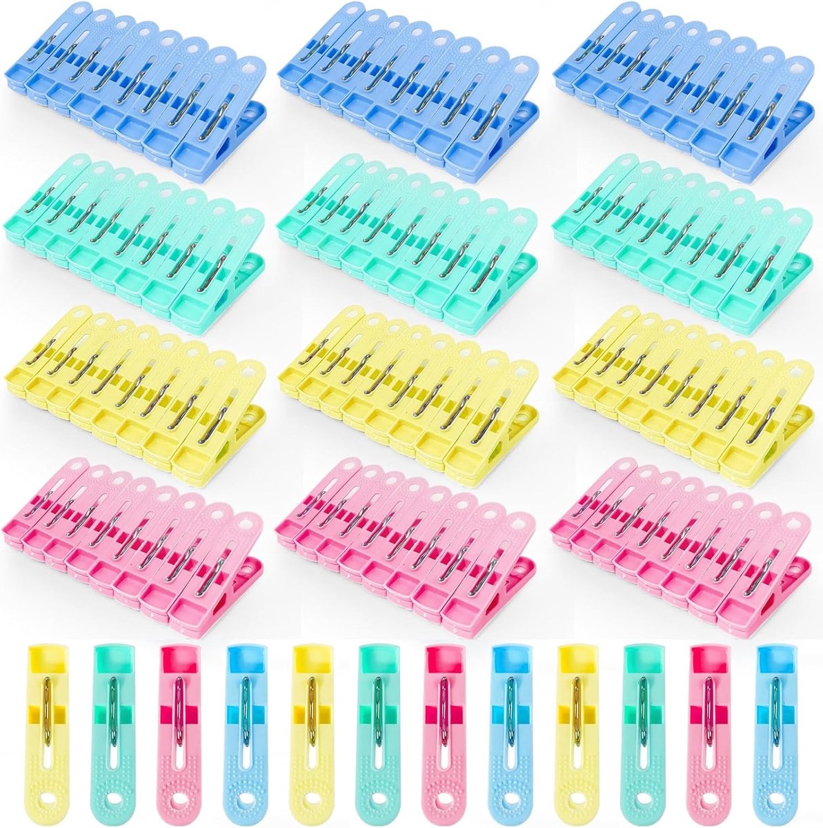Wasknijpers - Plastic - 100 Stuks in 4 Kleuren - Sterke Grip - Voor Kleding en Handdoeken