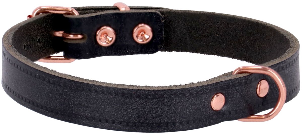 Adori Halsband Vintage Leder Rose&Zwart - Halsband - 35x1.4 cm