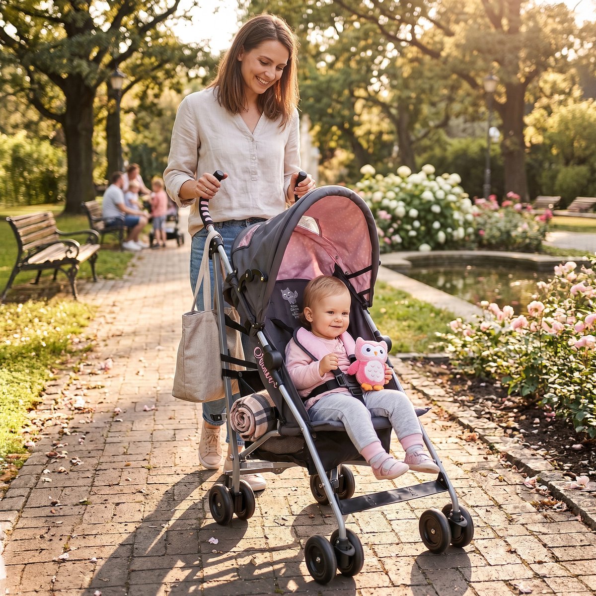 Asalvo Buggy - Paraplu Buggy - Compact Inklapbaar - Grijs/Roze — cadeau in Cadeau-ideeën - foto 2