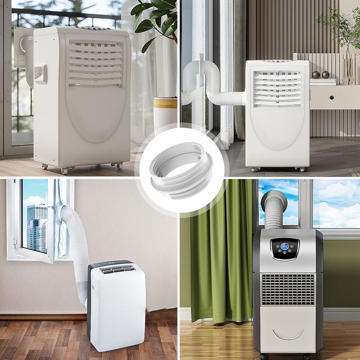 Afvoerslang Airco Klimaat - Koppelstuk Mobiele Airco Afvoerslang - Airconditioning afvoerslang - Verlengstuk van de uitlaatpijp van de airconditioning - Geschikt voor Ø13-15cm - Wit - Accessoires voor draagbare airconditioners – foto 4