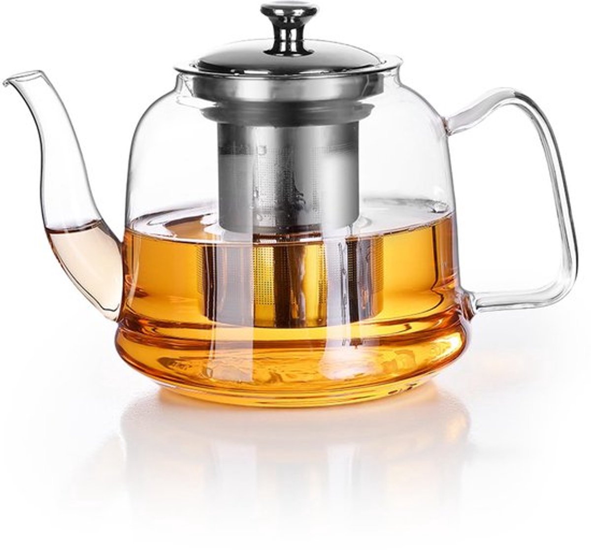 Glazen Theepot met Zeef, Glazen Theepot met Zeef, 1600 ml, Thermotea Maker, Borosilicaat, Transparante Theeketel, Deksel en RVS Zeef, Verwijderbaar voor Thee, Koffie, Water