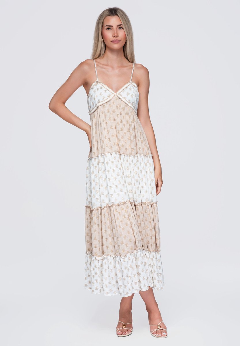 OMBRE Jurk - Viscose - Printopdruk - Jurk Beige M