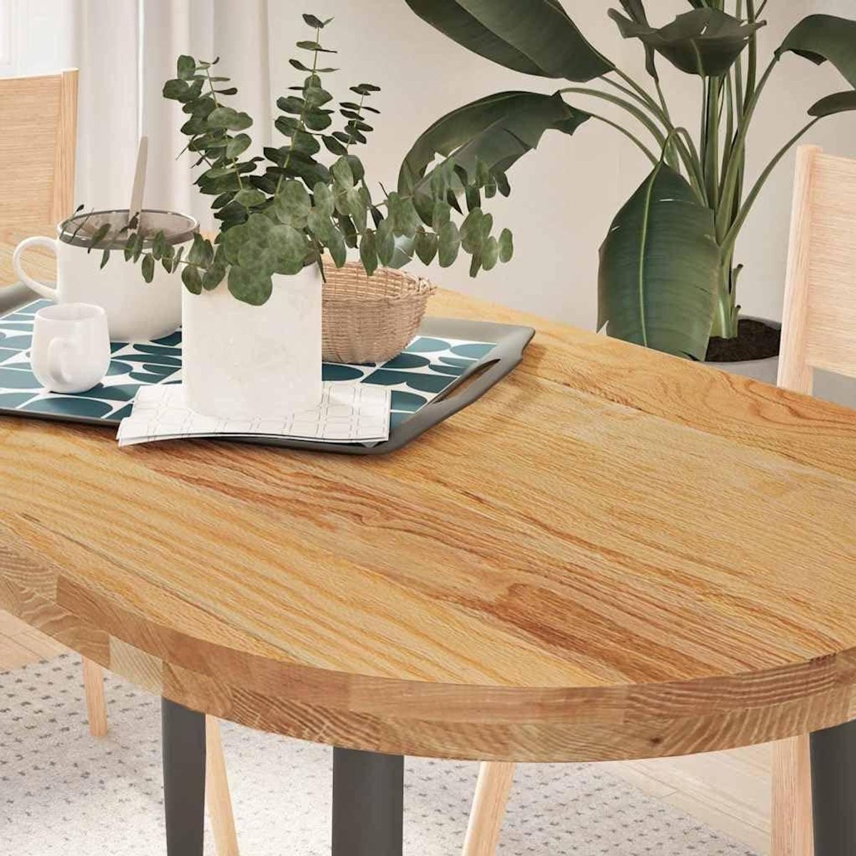 Tafelblad Ovaal - Blad voor Tafel - Meubels Maken - Massief Eikenhout - 120 x 60 x 4 cm - Lichtbruin