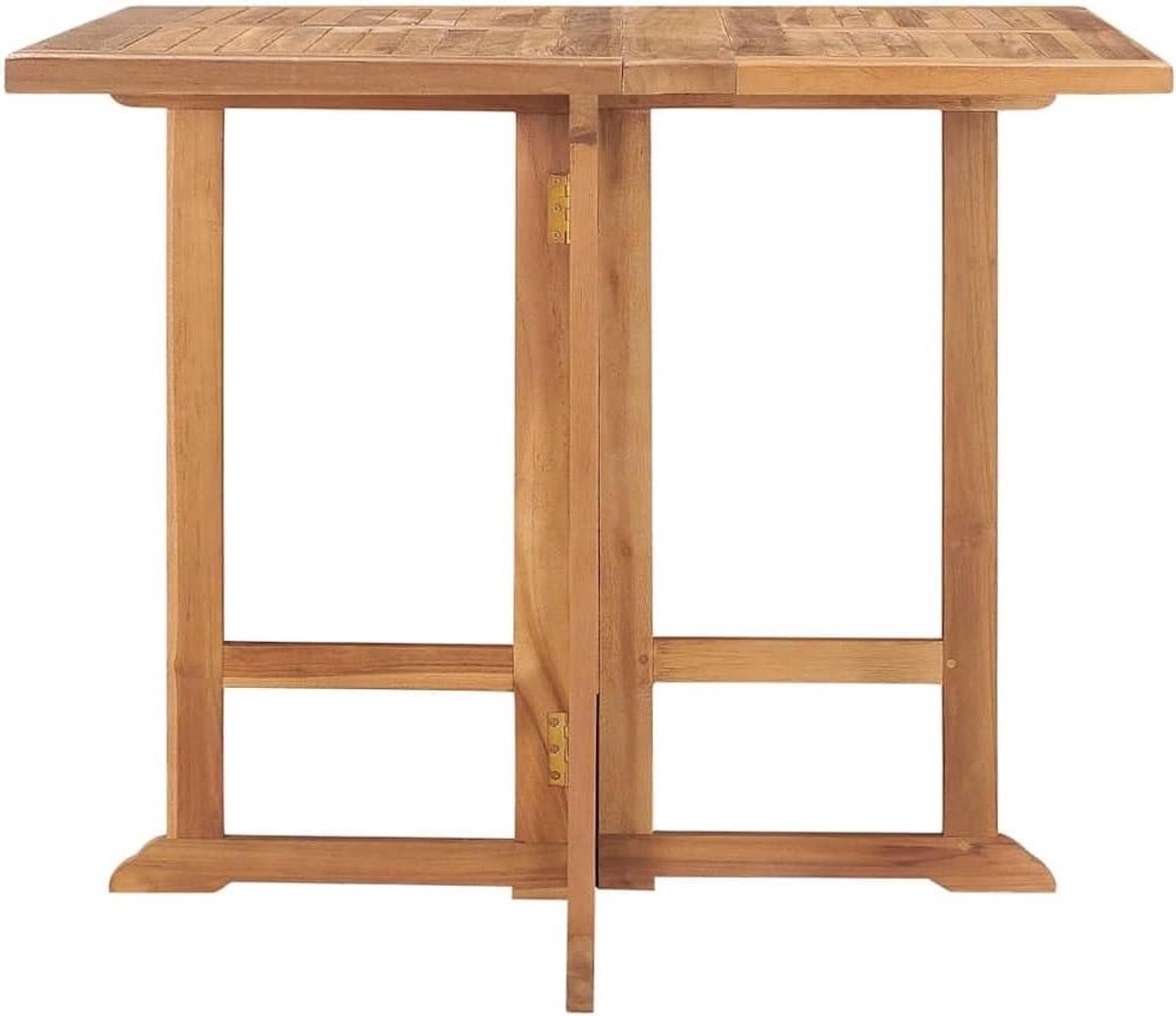 Opvouwbare Tuintafel - Ronde Buitentafel - Buiten Eten - Massief Teakhout - 90 x 75 cm - Natuurlijk