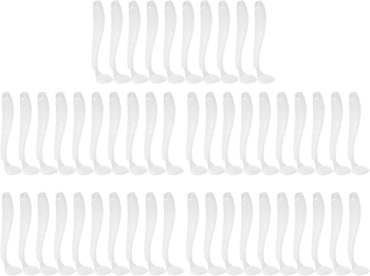 Vijftien 5 cm zachte silicone kunstaas voor vissen, ideaal voor zoet- en zoutwater, verpakking van 50 stuks