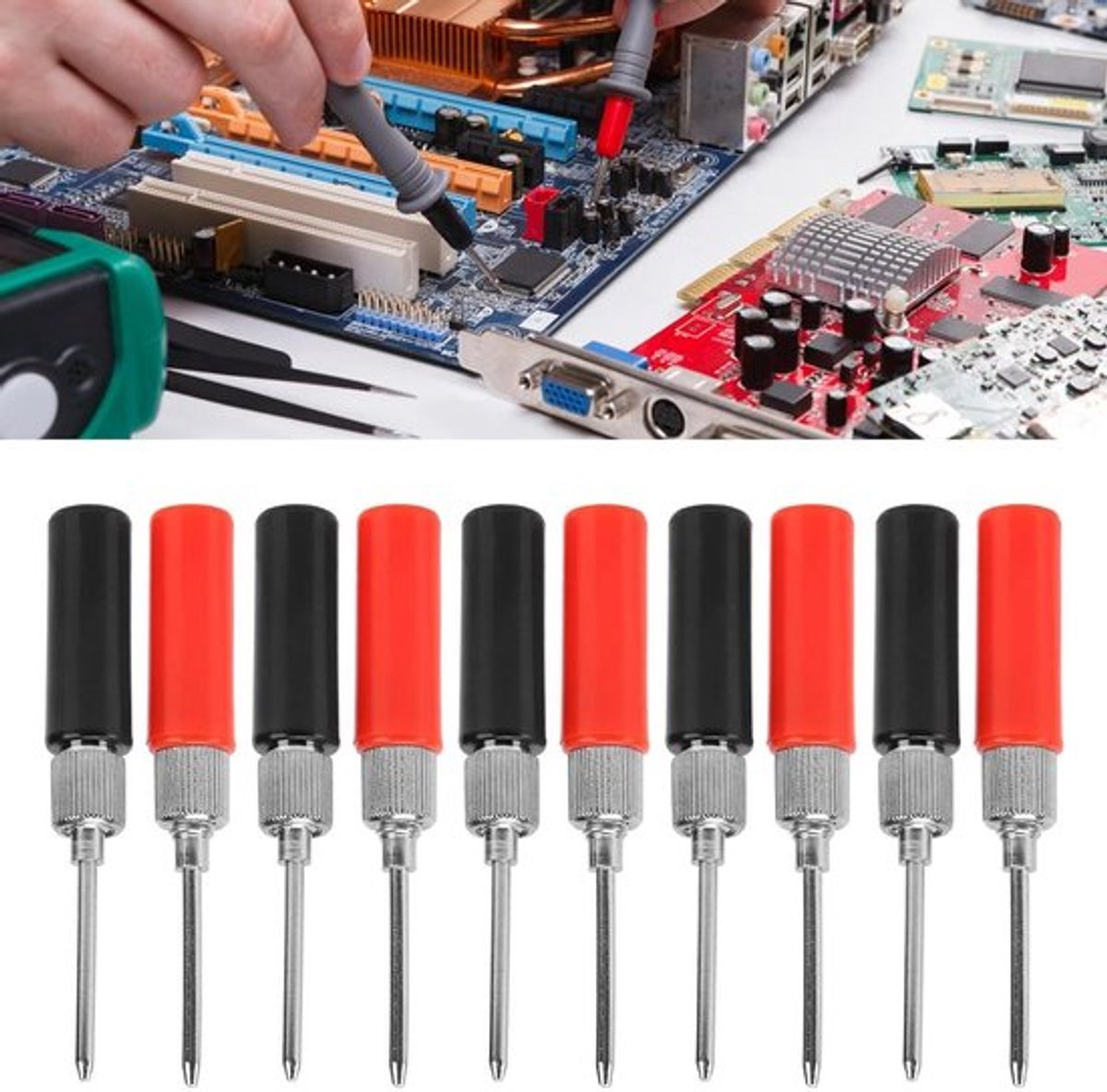 5 Sets Test Lead Probe Multimeter Soldeerloze Naald 2mm J.30014 Standaard Probe Pin 0-30Vac 0-60Vdc 24A Rood&Zwart Voor Circuit&Voltage Testen