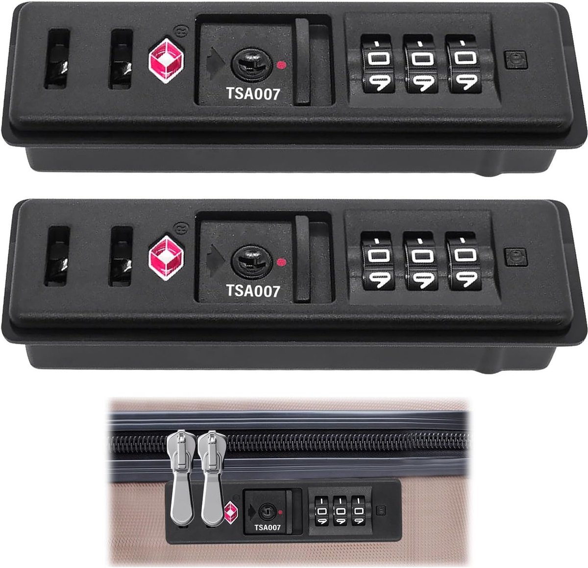 Veilige TSA Sleutelslot voor Bagage, Koffers en Reistassen - Combinatieslot met Paswoord, Set van 2