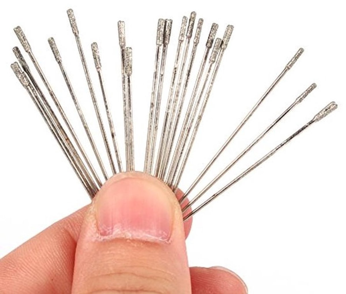 Set van 20 diamantgecoate lapidair boortjes van 1 mm, stevige naaldvormige bits voor het nauwkeurig boren in sieraden en agaat materialen