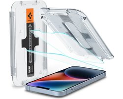 Spigen Screen Protector Geschikt voor Apple iPhone 17e / 16e / 14 / 13 / 13 Pro - EZ Fit GLAS.tR - 9H Tempered Glass - Case Friendly - Gemakkelijke Installatie - 2-Pack