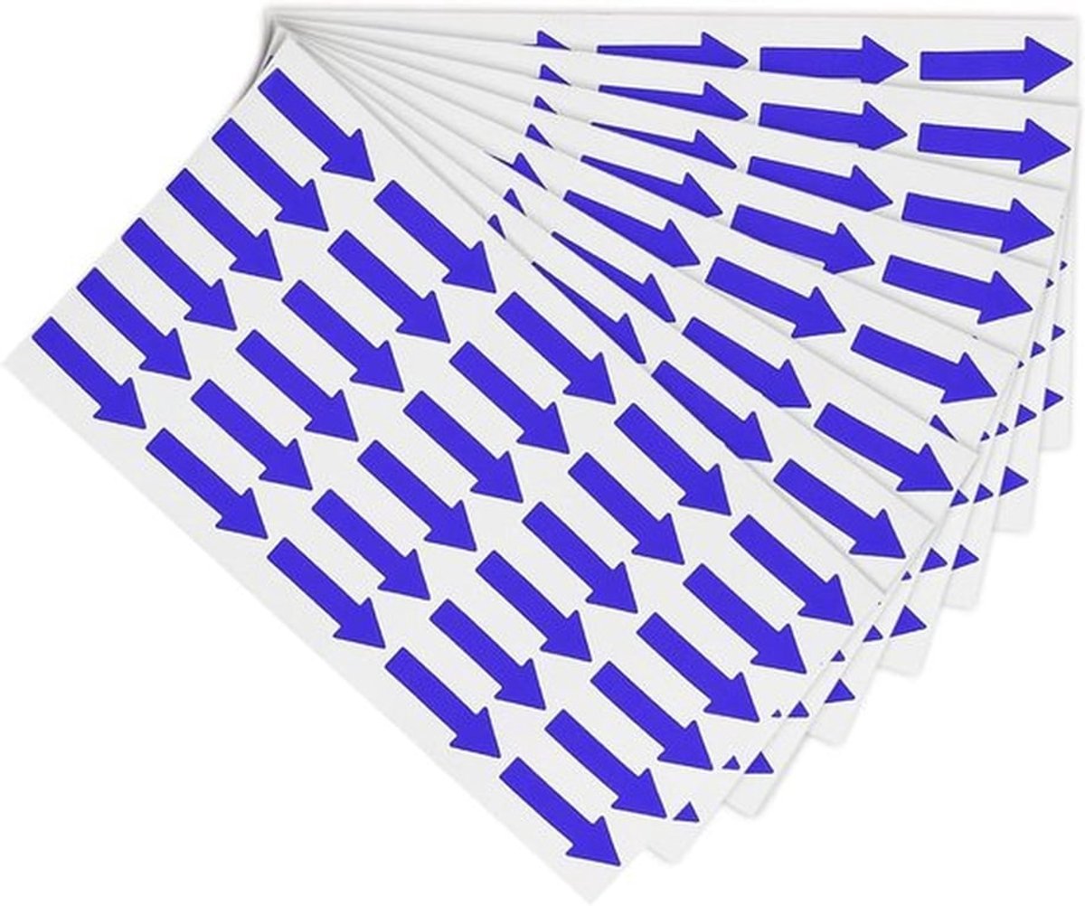 plus - Set van 15 kleine pijlstickers voor stroomrichting, defectmarkering en inspectie - PVC zelfklevende etiketten - Blauw - 1,2 x 0,5 - Kwaliteitscontrole