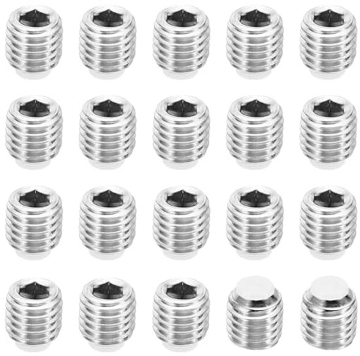 M12x12mm Nylon Punt Vijs - 20 Stuks Roestvrij Staal Set Schroeven met Binnen Hexagon Aandrijving