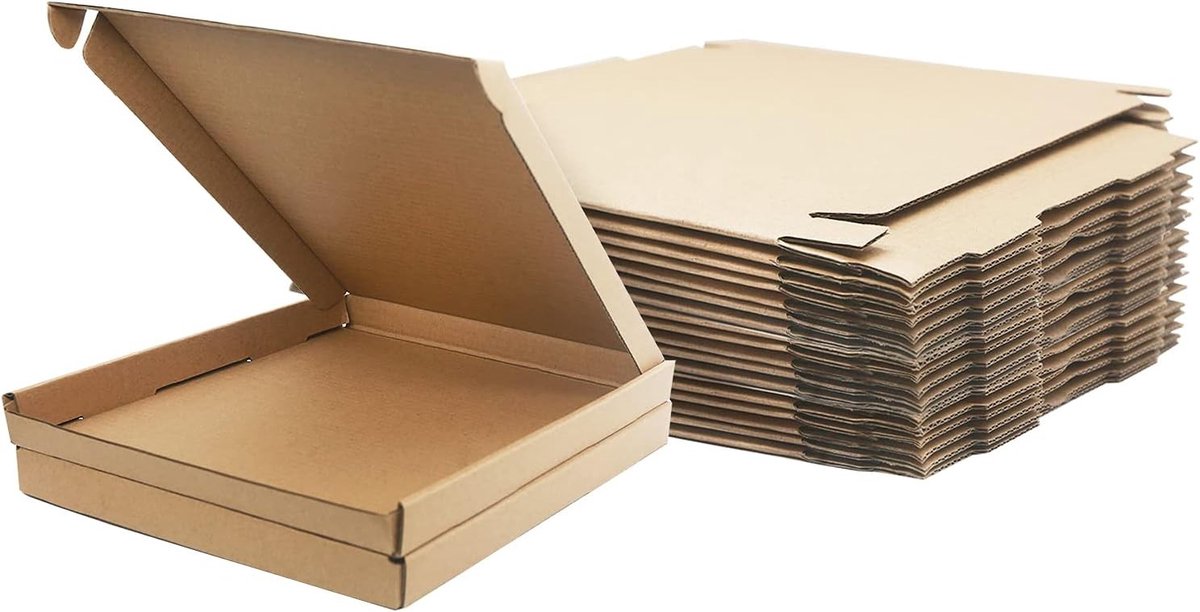 Grote Golfkartonnen Verzenddozen 200 x 200 x 20mm voor Post, Verpakking en Opslag - Set van 25 Stuks