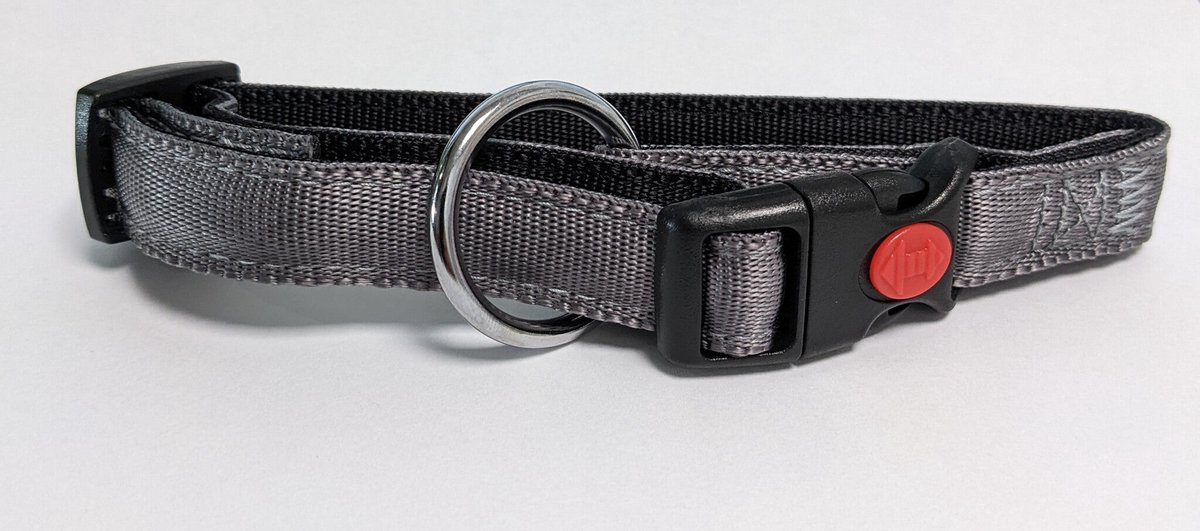 De-Tail Halsband Nylon met zachte voering en snelsluiting 15 mm x 25-35 cm Grijs