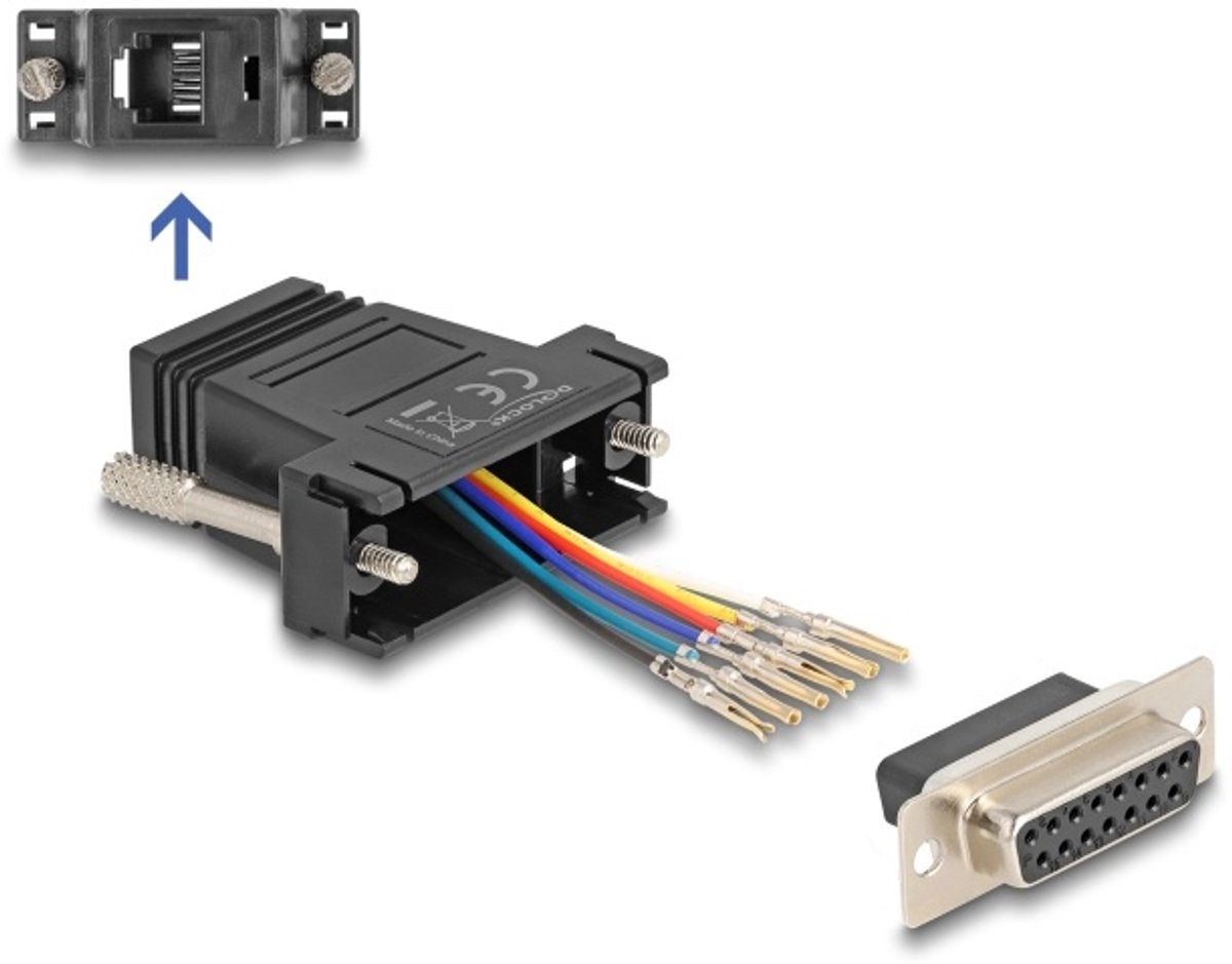 Delock D-Sub 15 pin female to RJ12 female Assembly Kit black