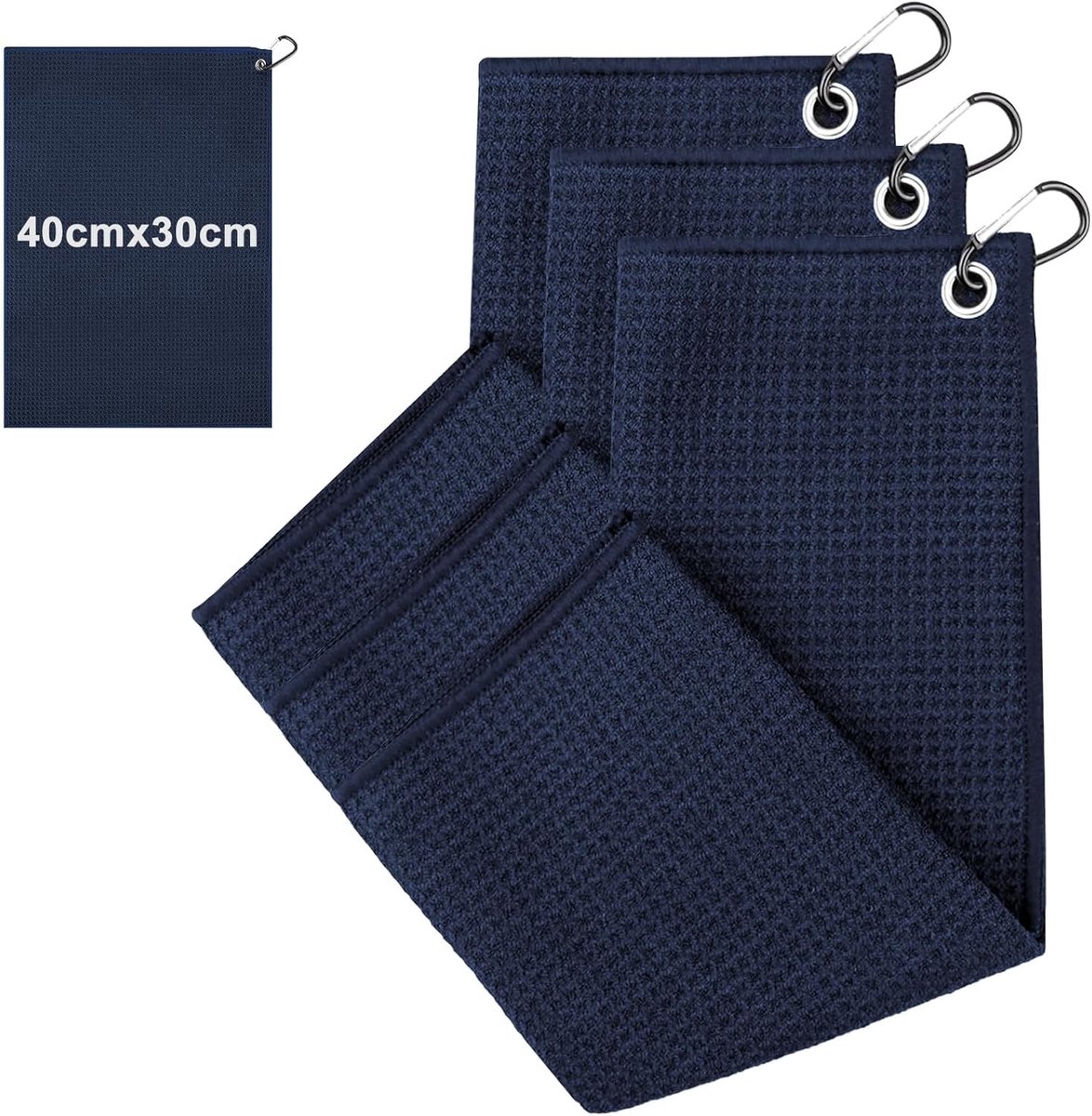 Set van 3 Microvezel Golfreinigingsdoeken 40 x 30 cm, Zeer Absorberend, Sneldrogend en Geurvrij, Ideaal voor Golfaccessoires en Onderhoud
