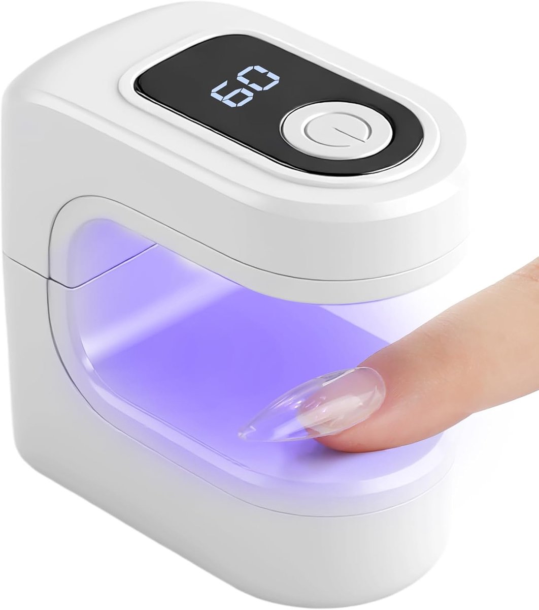 Mini UV LED nagellamp - Kleine nagellamp - Oplaadbare mini draagbare nagellamp - Oplaadbare draagbare nagellamp - Snelhardende gelnagellak - Voor thuisgebruik en in de nagelsalon - Compacte UV LED drooglamp - Wit - 6*5,8*3,3 cm