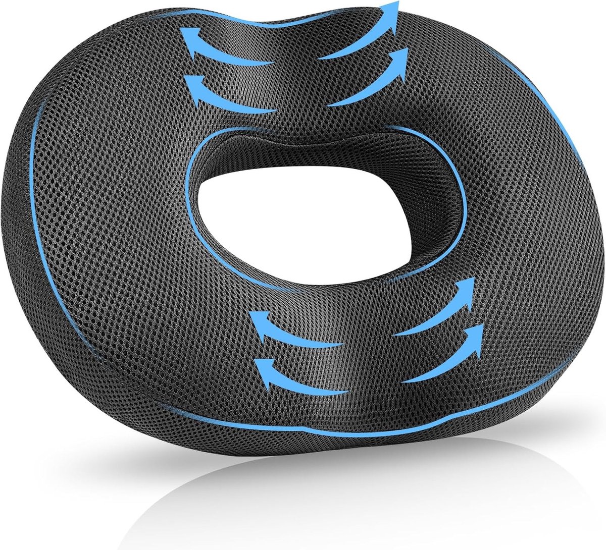 Ergonomisch Zitkussen van Geheugenfoam, Draagbaar Kussen voor Coccyx, Antislip Onderkant, Drukverlichting, Wasbare Hoes voor Kantoorstoelen en Rolstoelen, 41.5 x 33 x 6.5 cm