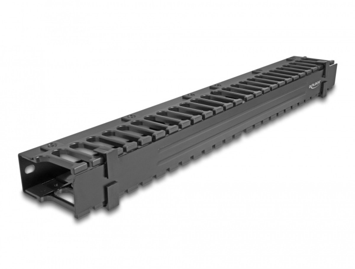 Image of Delock 19″ Cable Management Routing Panel with 3 openings 1U black